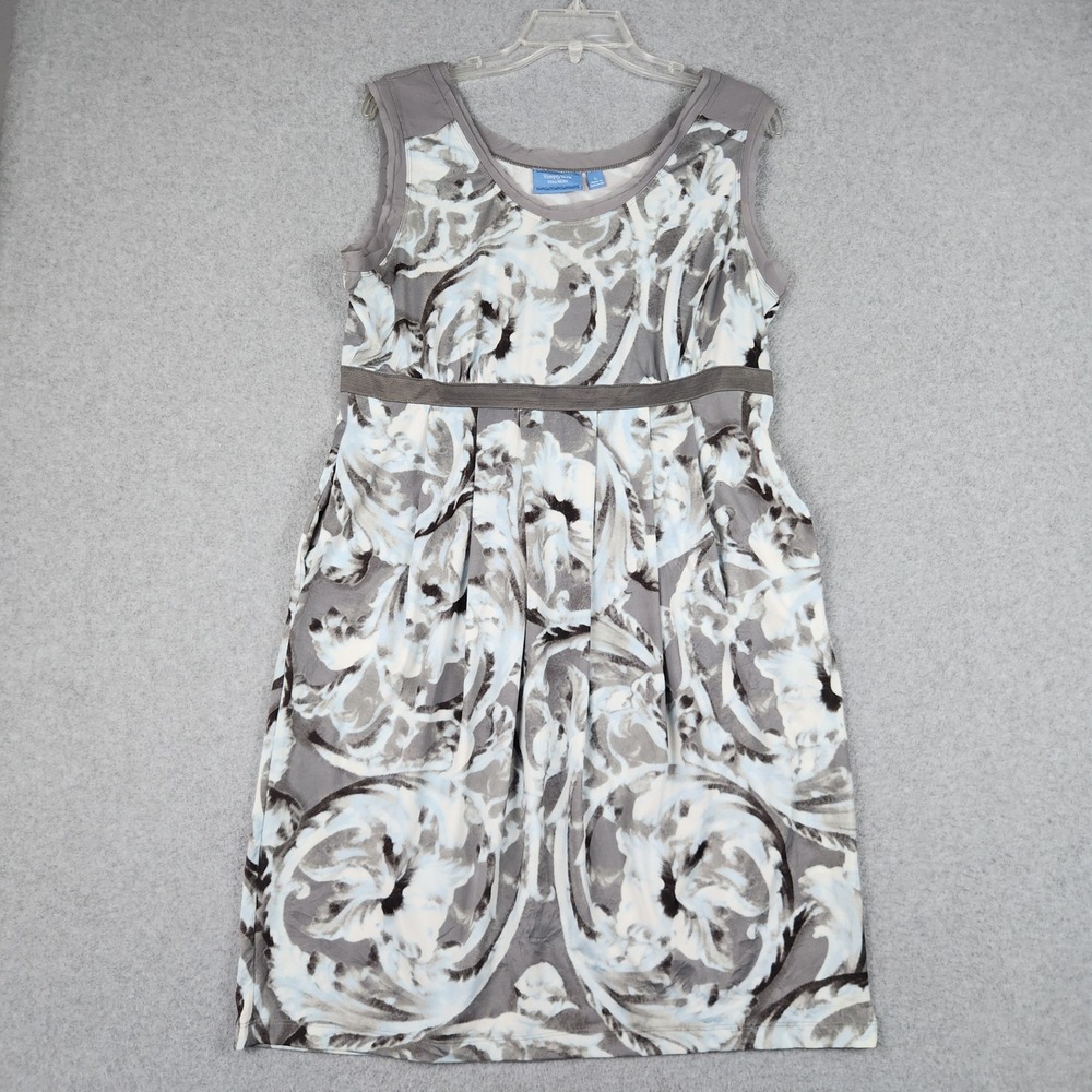 Simply Vera Vera Wang Dress Womens Large Grey Patterned Empire Waist Sleeveless